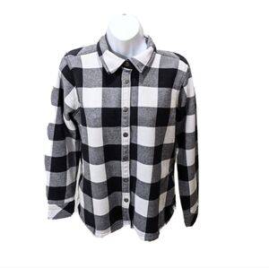 ORVIS Buffalo Plaid Flannel Shirt Jacket Shacket Womens L Snap EUC